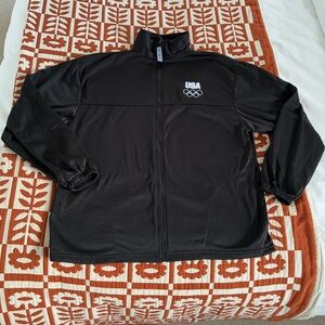 USA Olympic Committee Black Zippered Jacket with Pockets XL